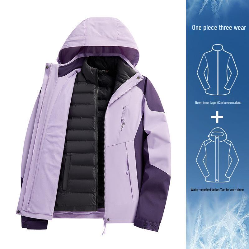 Women's Mountain System 3-in-1 Down Parka: Windproof, Waterproof, Sports Casual Jacket for Autumn & Winter