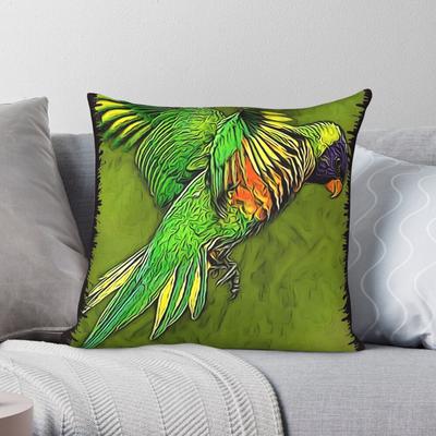 Lorikeet Trichoglossus Square Pillowcase Polyester Linen Velvet Printed Zip Decorative Car Cushion Cover