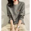 Casual Chic Hoodie Female O Neck Long Sleeve Loose Pullover Tops Women Korean Fashion Funny Embroidery Cotton Sweatshirt Simple