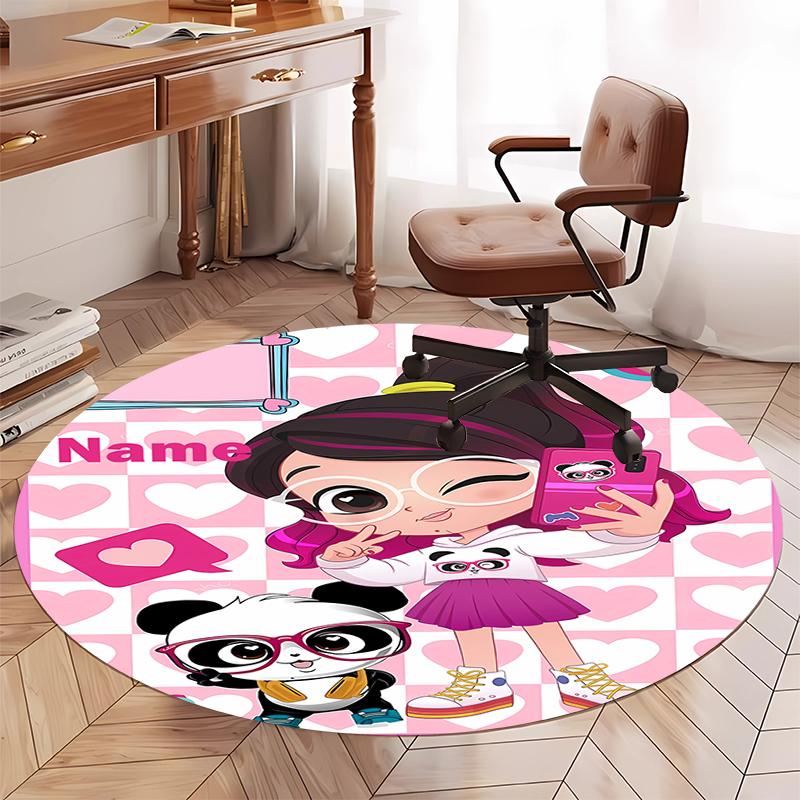 Custom Name Luluca Panda Printed Round Rug Carpet Chair Rug Area Rug Entryway Doormats,for Office Chair Living Room Bedroom Kitchen Room.