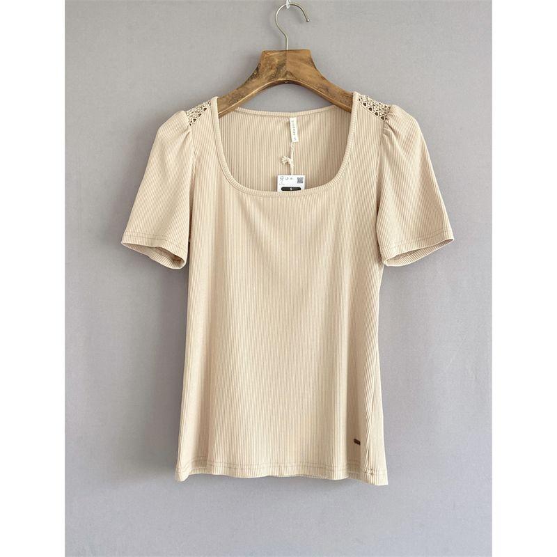 Export USA New * Summer plus Size Women's Clothes U-Shaped Collar Short Sleeve Modal Cotton Knitted T-shirt Modal Knit Top