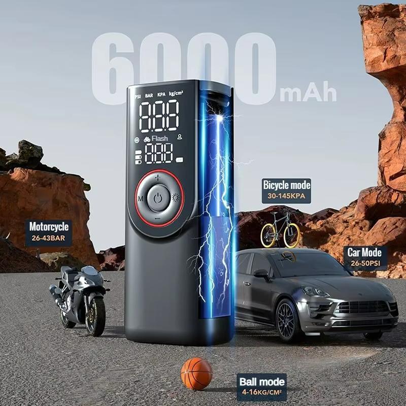 Portable Wireless Tire Inflator Pump 6000mAh Electric Air Pump Power Bank for Car Tires Bicycles and Cars Wireless Car Air Pump