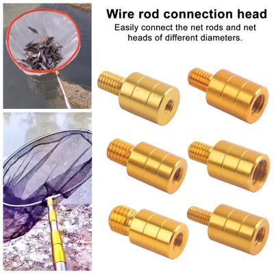 Fishing Landing Net Head Connector 6/8/10/12MM Screw Quick Release Dip Net Rod Adapter Metal Converter Fitting Fishing Accessories