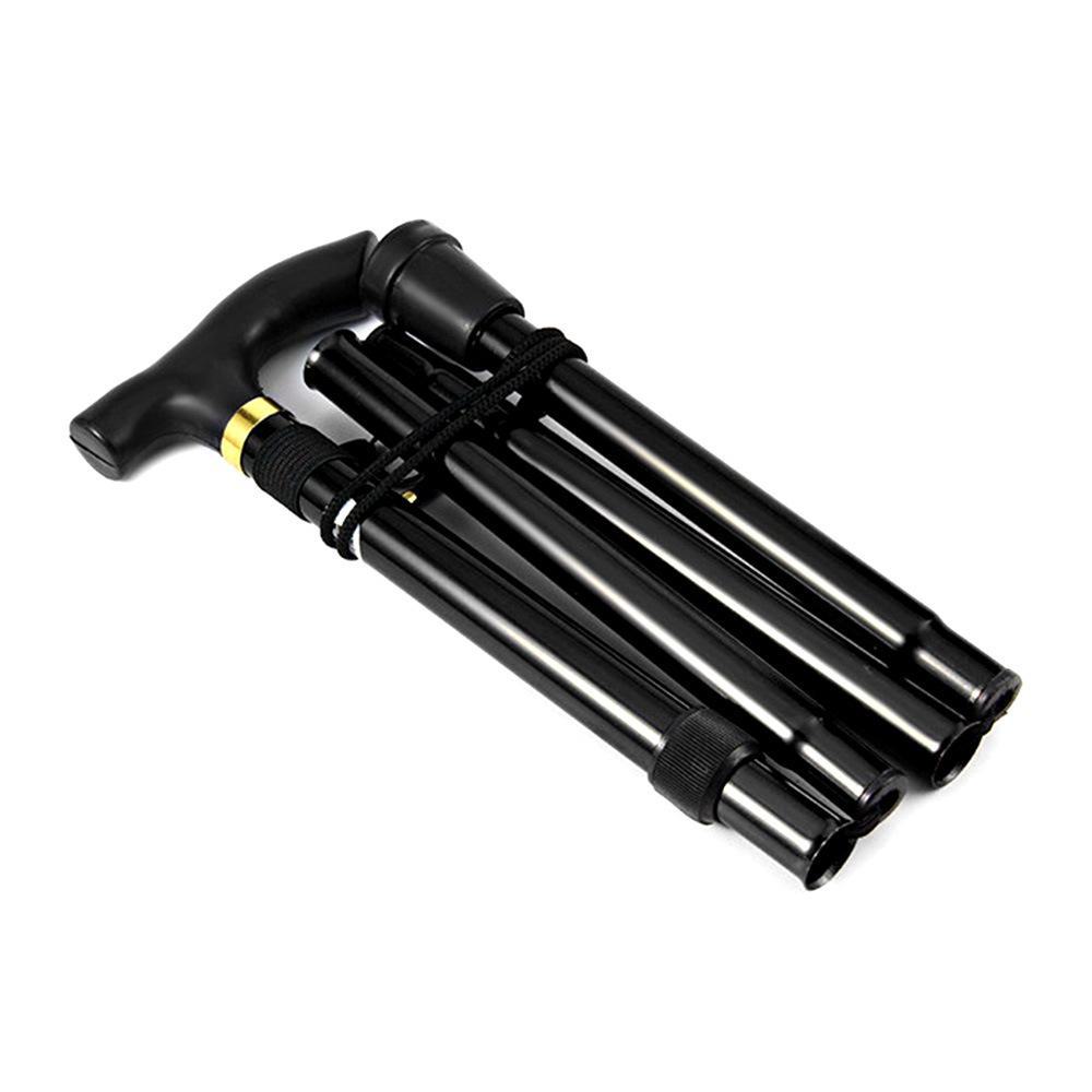 Adjustable Aluminum Alloy Folding Climbing Cane: Non-Slip, Reinforced, Telescopic, 5-Section Design for Elderly Use.