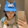 Adorable Big Eyes Cat Visor Cap Sun Protection Cat Ears Sun Hat Fashion Kitty Hollow Hat  Summer