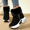 In autumn and winter, the new large-size European and American solid color thick-bottomed slope heel piled thickened cotton boots Snow boots
