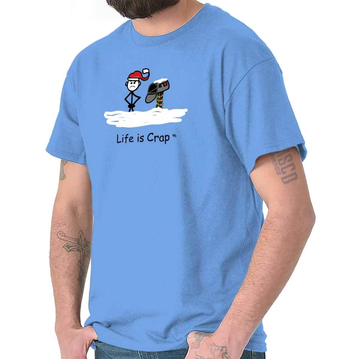 Life is Crap Santa Claus Mailbox Christmas Womens or Mens Crewneck T Shirt Tee XL