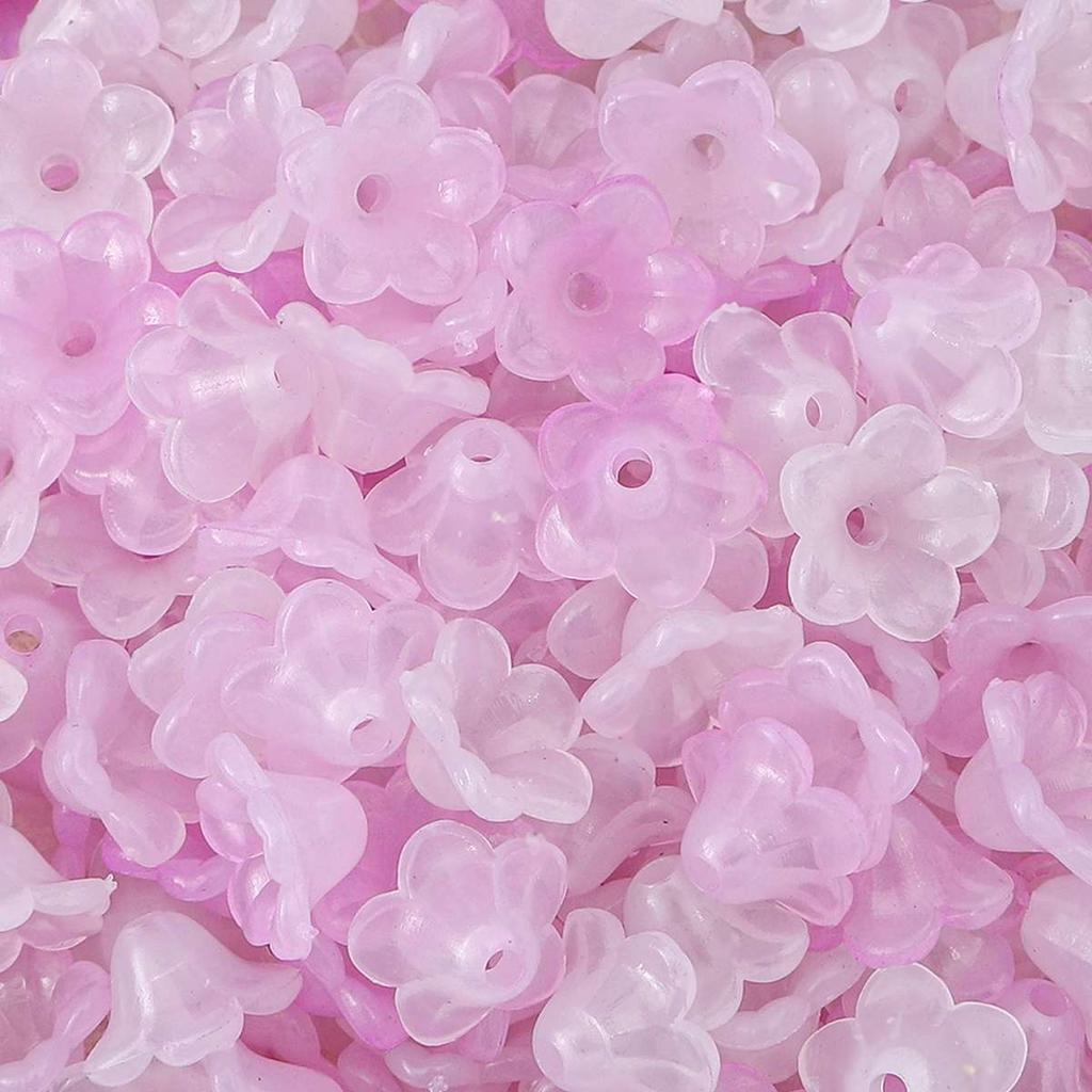 500g Acrylic Bellflower Beads Gradient AB Colorful Charm Trumpet Flower Pendant for DIY Jewelry Making Earrings Accessories