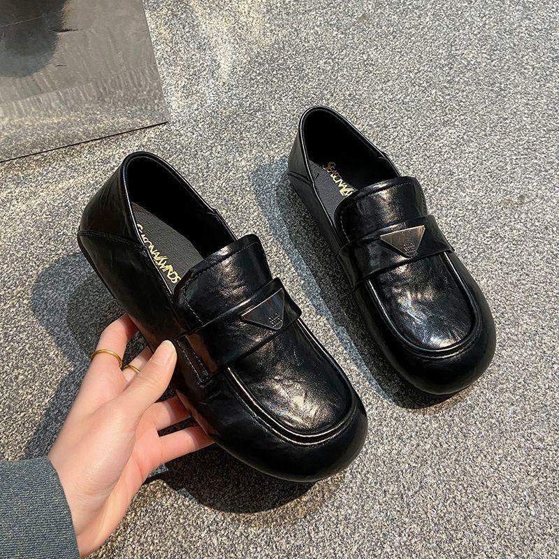 Women's Retro One-Step Loafers 2025 - Soft Leather, British Style, Versatile Flats