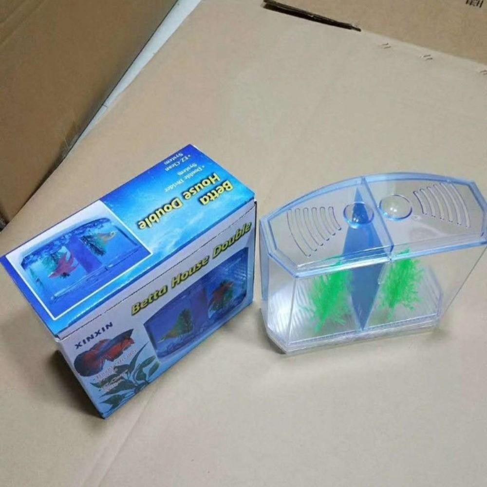 Transparent Betta Isolation Box Single/Double Grid Fish Breeder Box  Office Fish