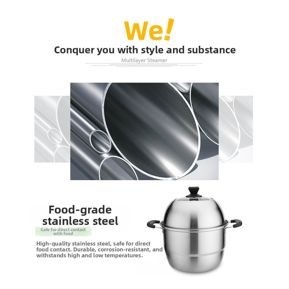 1 Satz Dampfgarer Mehrschichtig Nichtmagnetisch Extra Dick Edelstahl Dampfgarertopf Koreanischer Stil Mehrschichtiges Kochgeschirr Küchenkessel