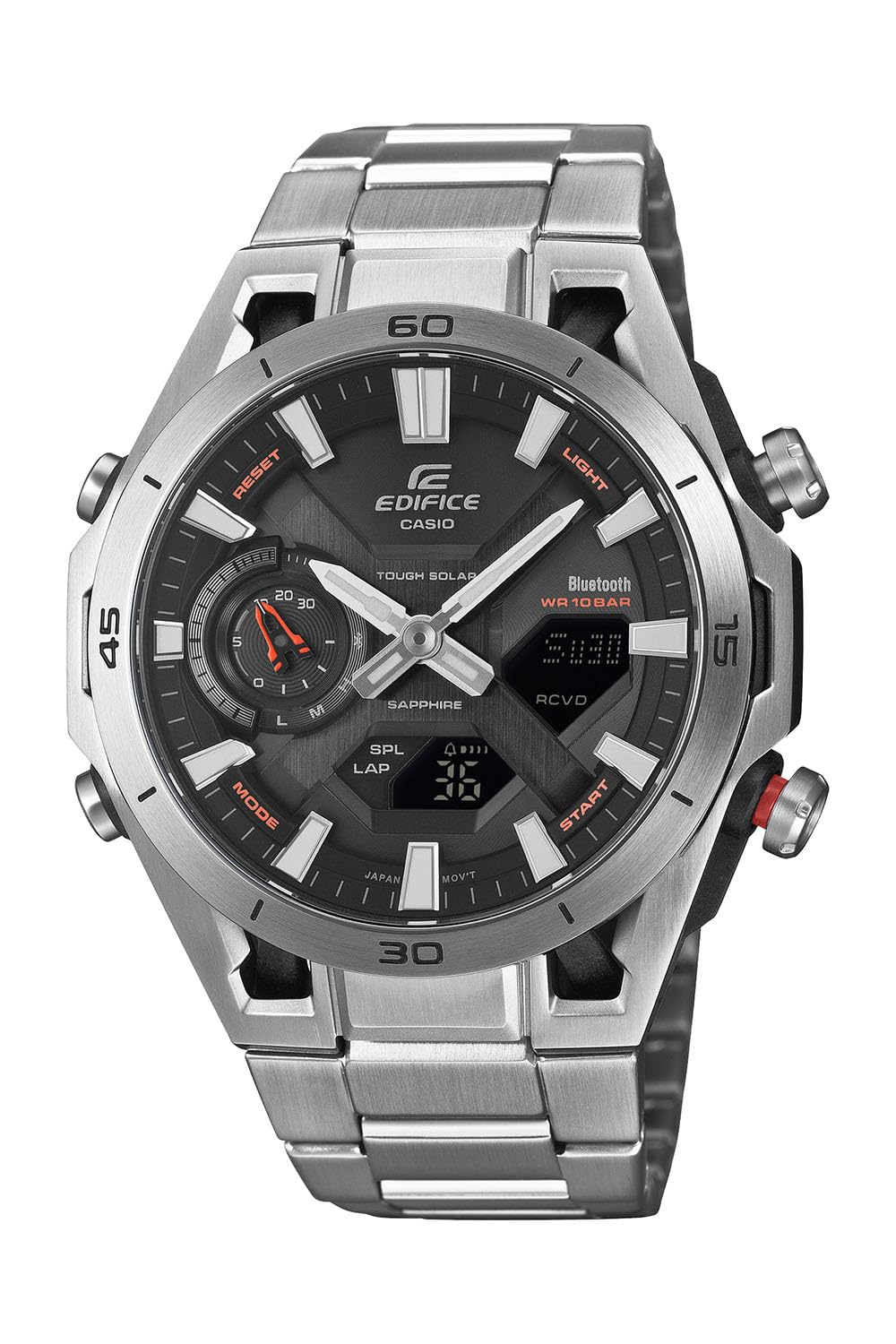 

Casio Edifice SOSPENSIONE Watch (Official Japanese Product) ECB-2300YD-1AJF Men s Silver with Bluetooth, Tough Solar, and Sapphire Crystal