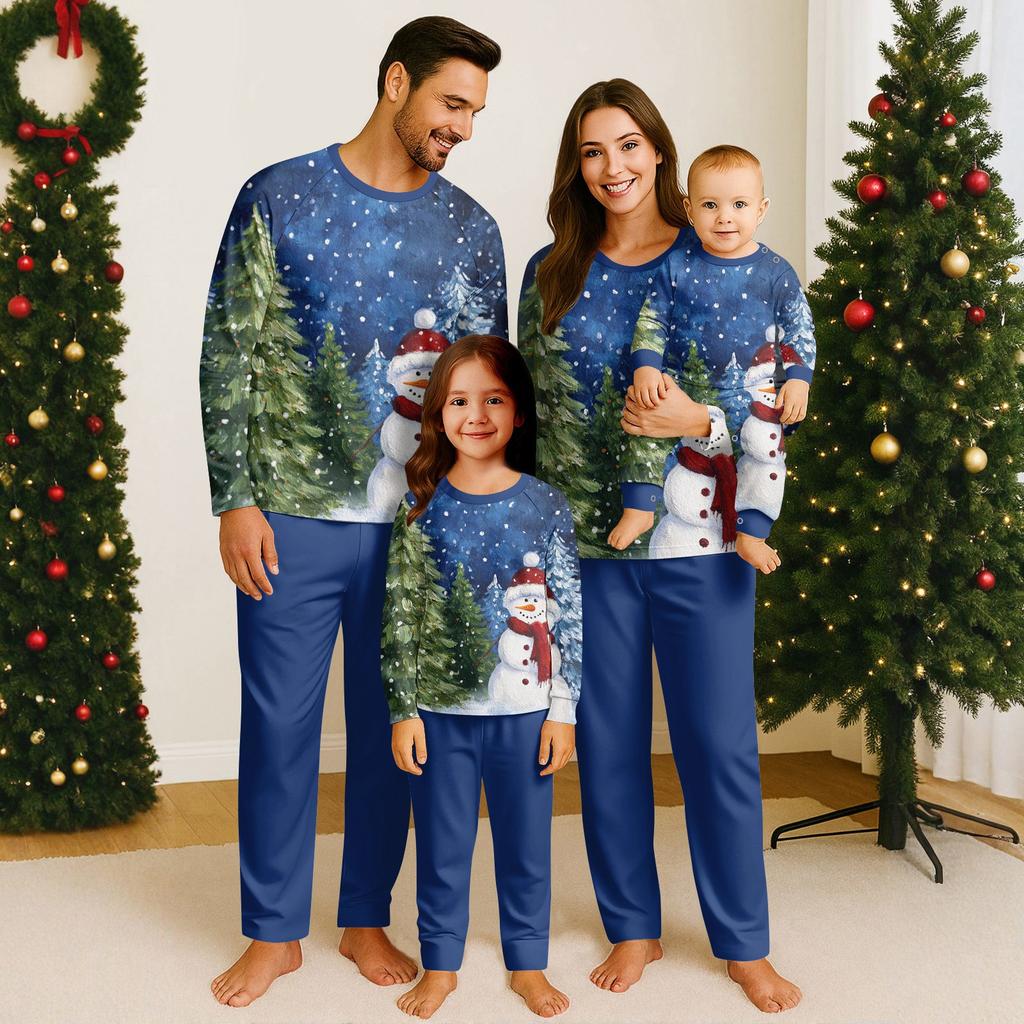 Family Matching Print Sets Pajamas Loungewear Outfits Family Matching Long Sleeve Tops+Pants Set