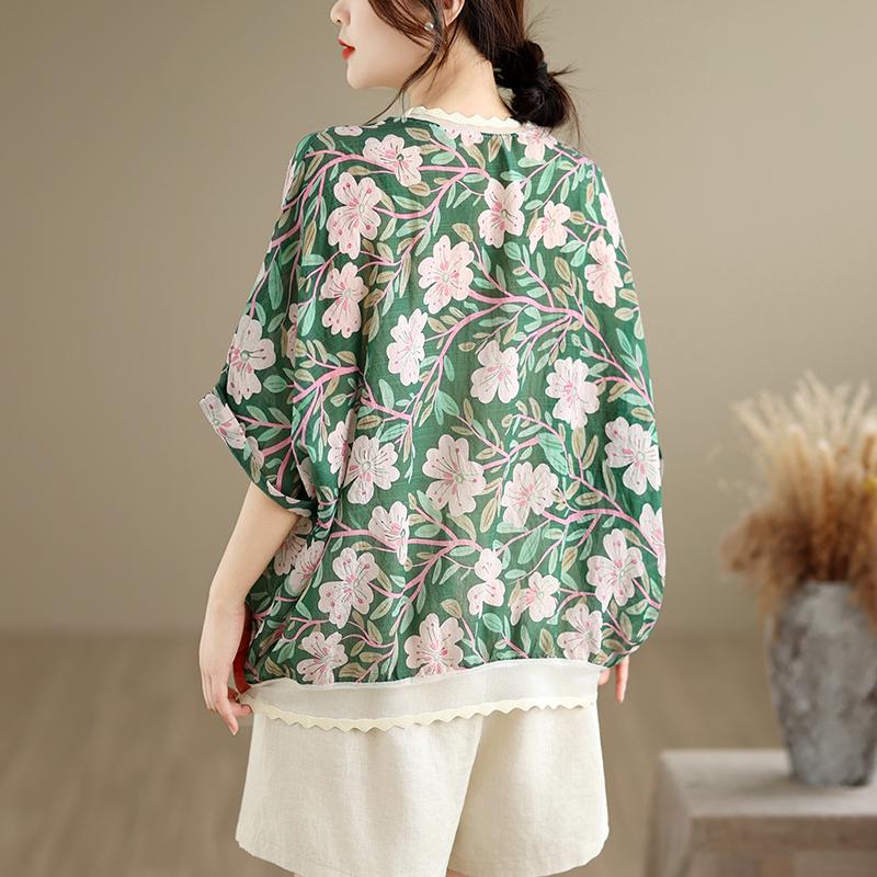 DIMANAF 2026 Plus Size New T-Shirt Women Blouse Lady Tops Tees Print Flower Loose Casual Shirts Oversize Beach Summer