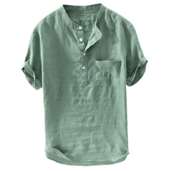 T-shirt Self-cultivation Skin-friendly Cotton Blend Slim-fit Chambray Shirt for Vacation