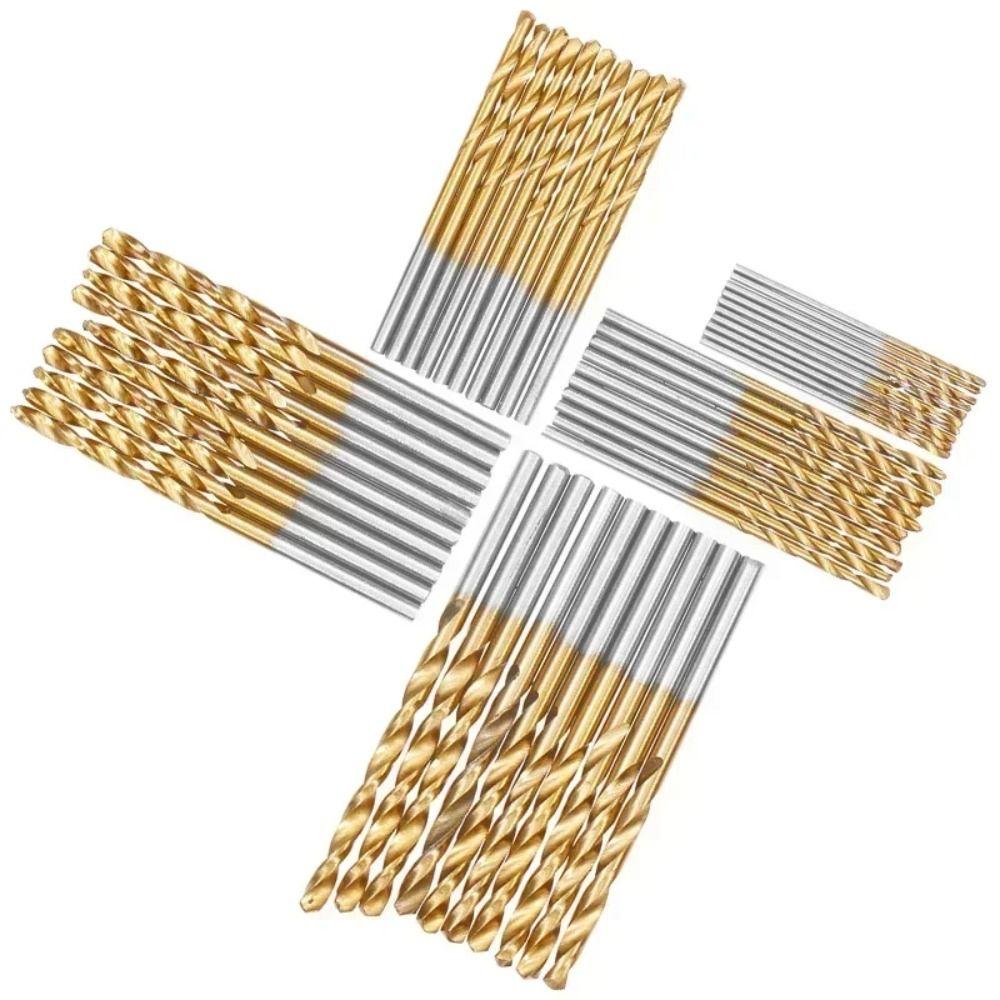 50Pcs Ti-plated Straight Shank Drill Universal Titanium Coated Drill Bits Durable Twist Drill Bit