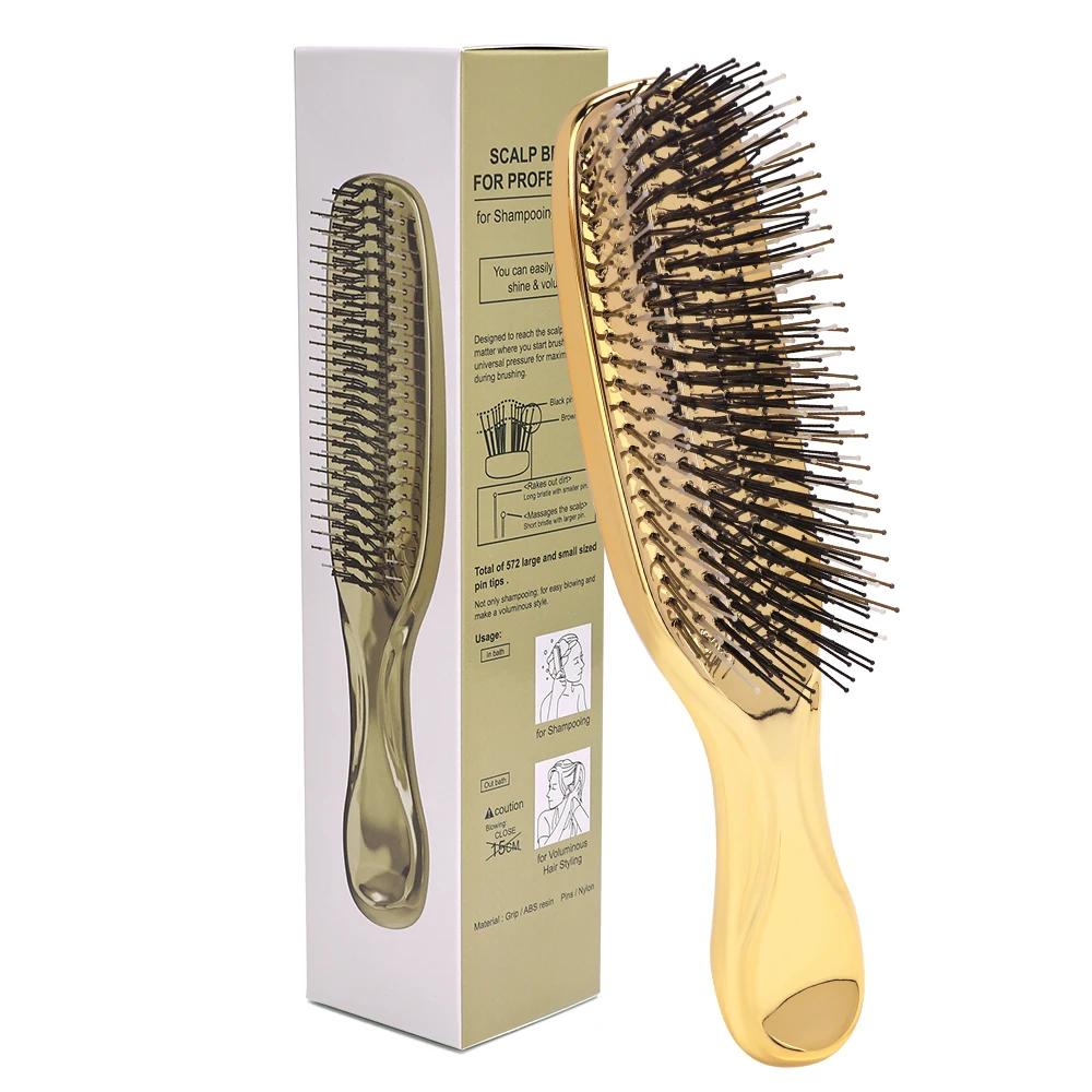 Massage Comb Fine Air Cushion Comb with Electroplated Crafted Wet And Dry Hair Comb Cleansing Massage Scalp Upscale Luxury Style