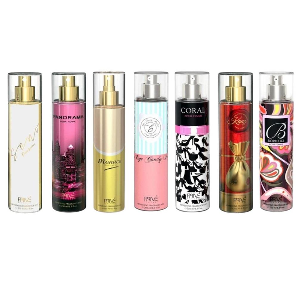 Populære dufter Prive Oppfriskende blomster-fruktig duft Plume Body Mist 250ml. 8.3 FL.OZ Spray Smaksatt vann