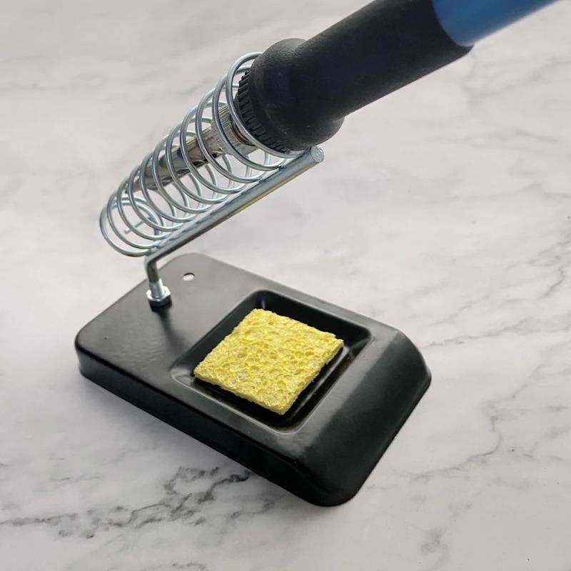 Portable Soldering Iron Stand with Cleaning Sponge - Universal Holder for Electric Soldering Tools, Compact &Heat-Resistant Base