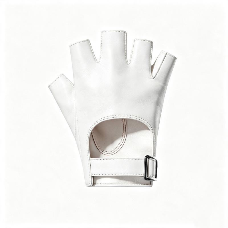 Punk Short Pu Leather Half-Finger Gloves Women Men Hip-Hop Driving Motorcycle Cool Mittens Hollow Out Fingerless Gloces