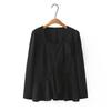 Simplicity Long Sleeved Top With Solid Color And Pleated Design For Spring Private Style