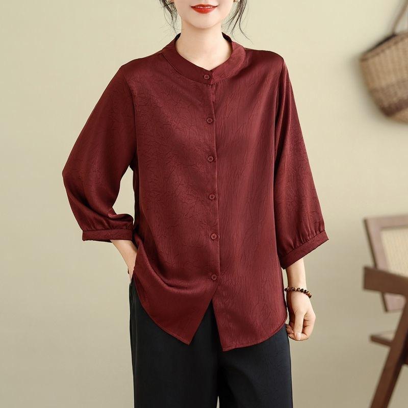 Women S Plus Size 3 4 Sleeve Cardigan Shirt Loose Fit Mom Top