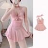 Costume da bagno da donna a spalline incrociate sulla schiena, senza schiena, floreale, snellente