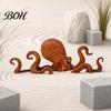 Rust-mottled Octopus Ornament Rust Patina Giant Squid Garden Sculpture, Handmade Metal Statue for Beachfront Villa Decoration Outdoor Lawn, Patio, and