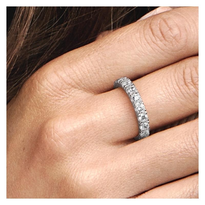 Pandora Sparkling Rows of Stones Eternity Ring Synthetic Cubic Zirconia Ring Women's Silver 190050C01