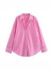Spring & Autumn Women's European & American Style Striped Lapel Single-Breasted Loose Long Sleeve Shirt