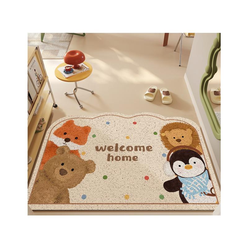 Cute Animal Party Entrance Door Floor Mat Entrance Entrance Entrance Door Scraping Mud Rubbing Soil Silk Circle Floor Mat Household Dirt-Resistant