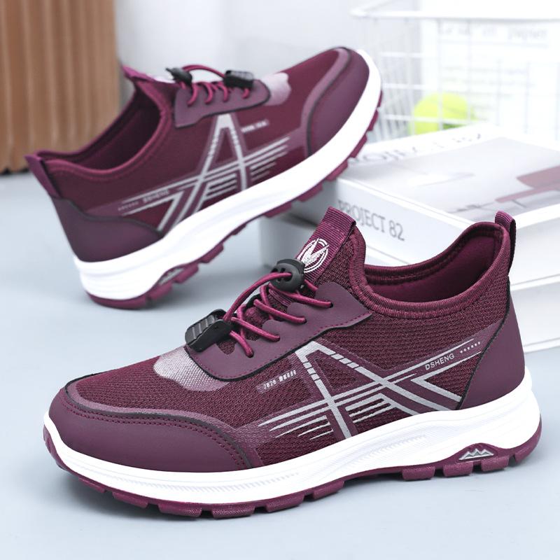 Women's shoes, sports shoes, new mesh breathable running shoes, soft-soled cushioning single shoes, elastic band, shallow mouth shoes, women's models