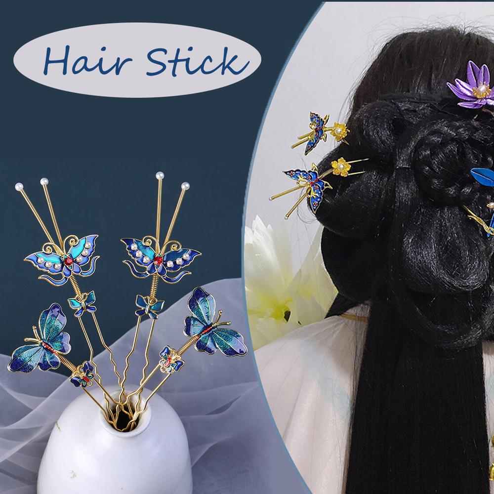 

Китайские заколки для волос в форме бабочки, заколки для волос, аксессуары для волос, заколки для волос в форме капли масла Without antennae синий