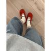 Retro Round Head Mary Jane Flat-soled Single Shoes Women's 2025 Spring and Autumn New Fashionable Simple Shallow Mouth One-word Single Shoes