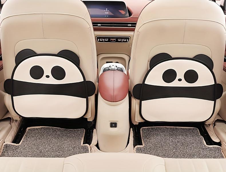 1pc Cute Bear Car Anti-Kick Pad, Faux Leather, Multifunctional Seat Back Protector. Dirt-resistant, easy to clean & install, fits most vehicles.