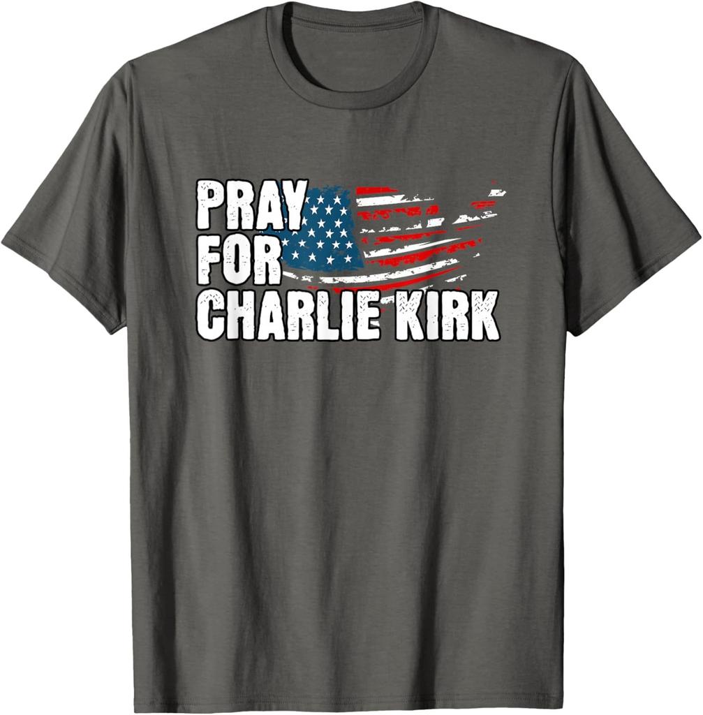Pray For Charlie Kirk American Flag Memorial Tribute Unisex T-Shirt
