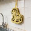 Cartoon Horse Hand Towel Washable Absorbent Hand Towel Cute Pony Towel with Hanging Loop for Kitchen Bathroom Home Decor