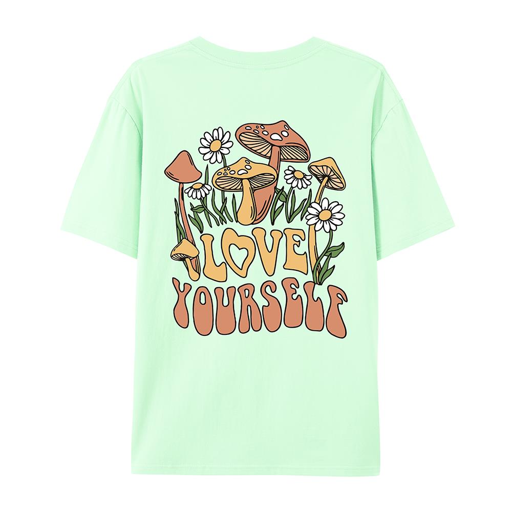 Love Yourself Grow Wantonly Cotton Prints Woman T-Shirt Essential Daily T-Shirt Personality Funny Short Sleeve Oversized Tshirts