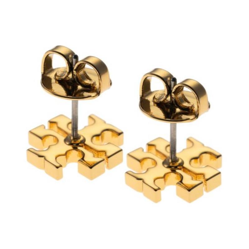 TORY BURCH Solid Logo Brass Titanium Stud Earrings Women's Gold 17843-720-gold F