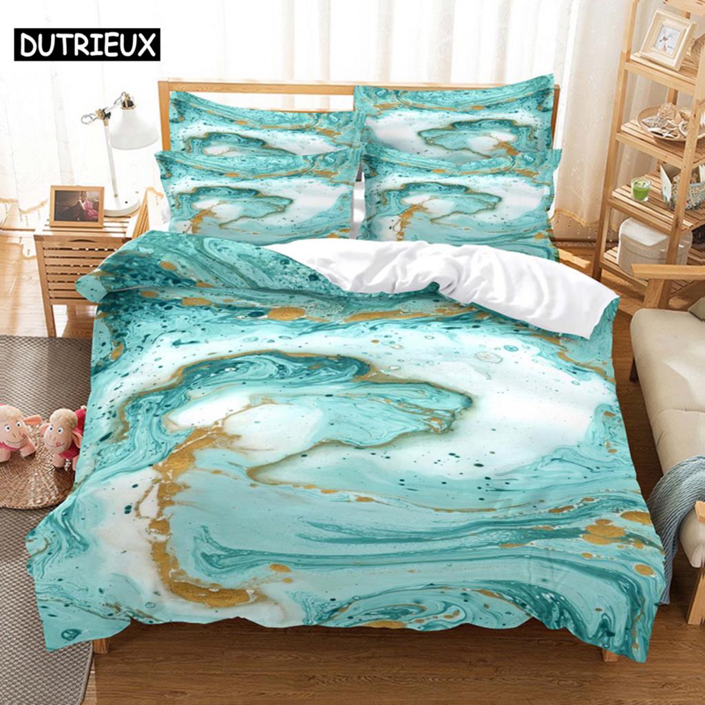 

3D Digital - Printed Queen - Sized Colored Marble - Themed Duvet Cover Set with Fashionable Design (135x200cm)&set