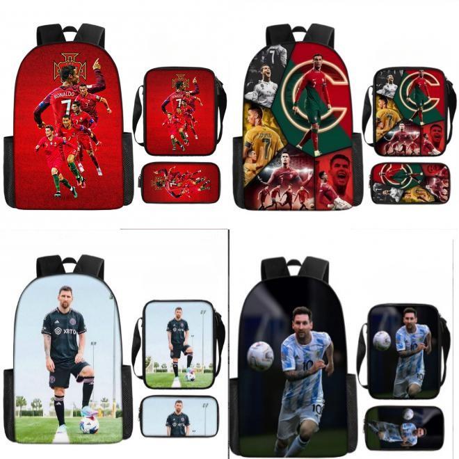 Messi Soccer Kids Backpack Set With Breathable Oxford Fabric For School Children