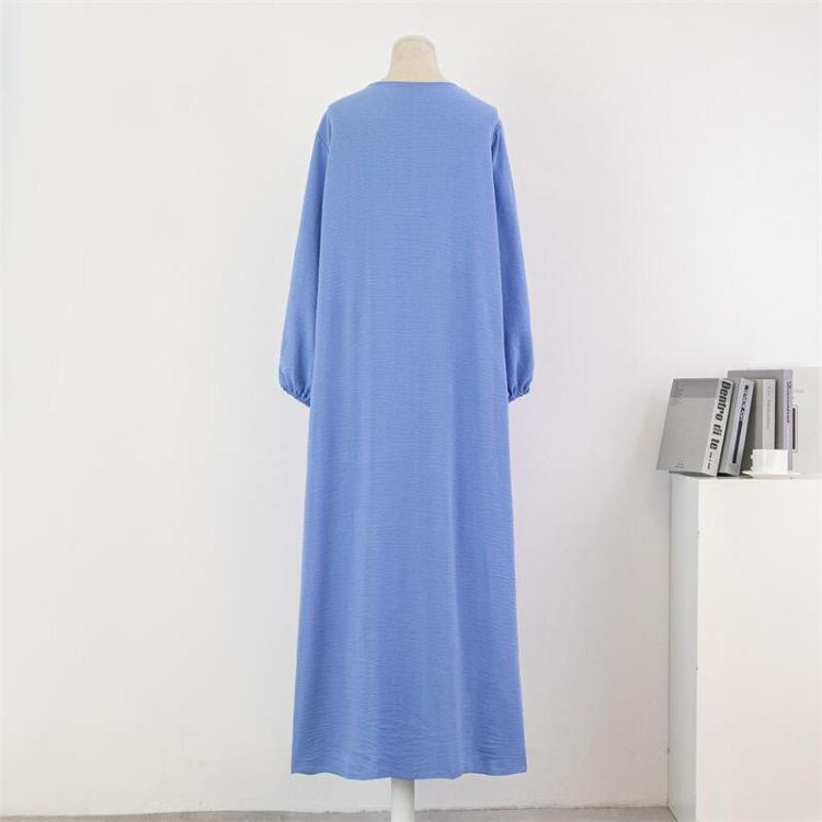 Muslimisches Übergrößenkleid Lässig für Damen Lang Maxi Mode mit Taschen Einfarbig Langarm Vestidoes Herbst Frühling 50-100kg Locker Robenkleider