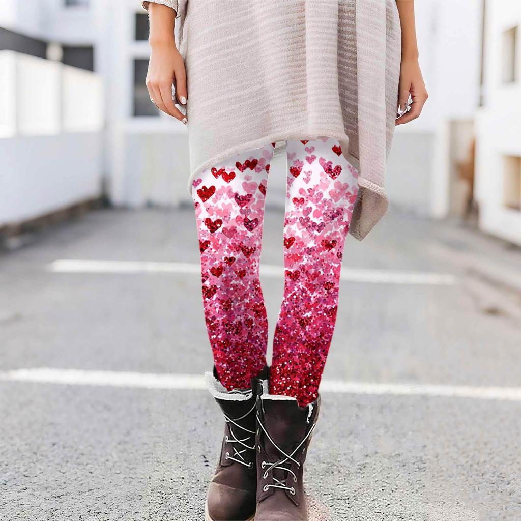 Women's Casual Fashion Print Pants High-Waisted Straight-Leg Skinny Leggings