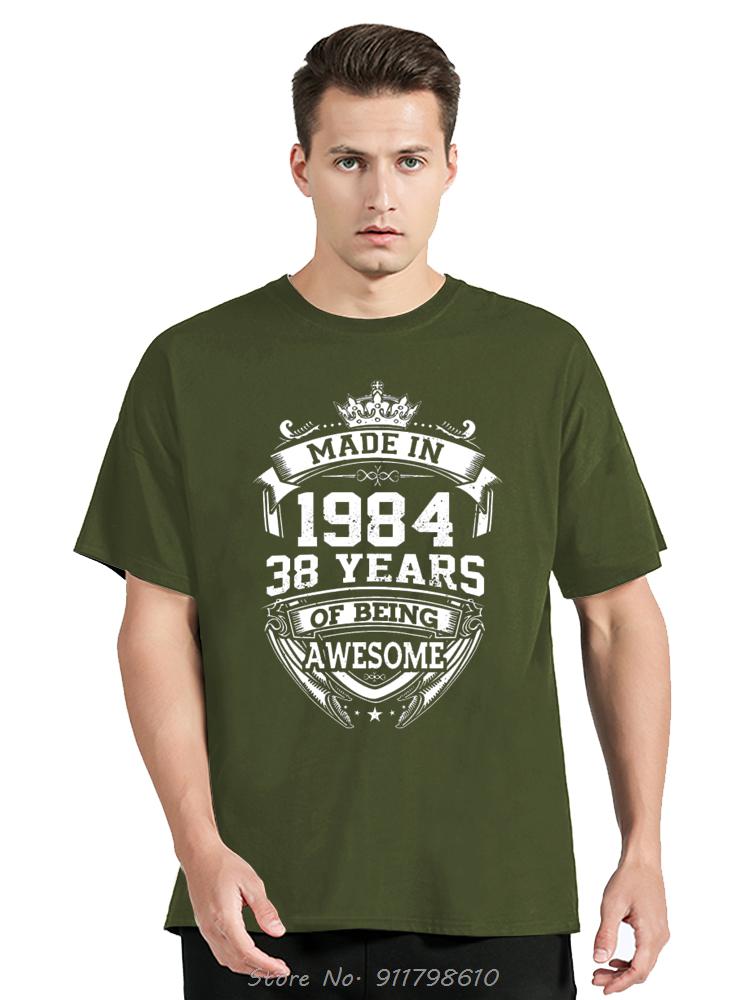 Vintage 1984 Birthday Cotton T Shirt for Oversized Short Sleeve Clothing Retro T-shirt Born In 1984 Clothes for Men Tops Tee