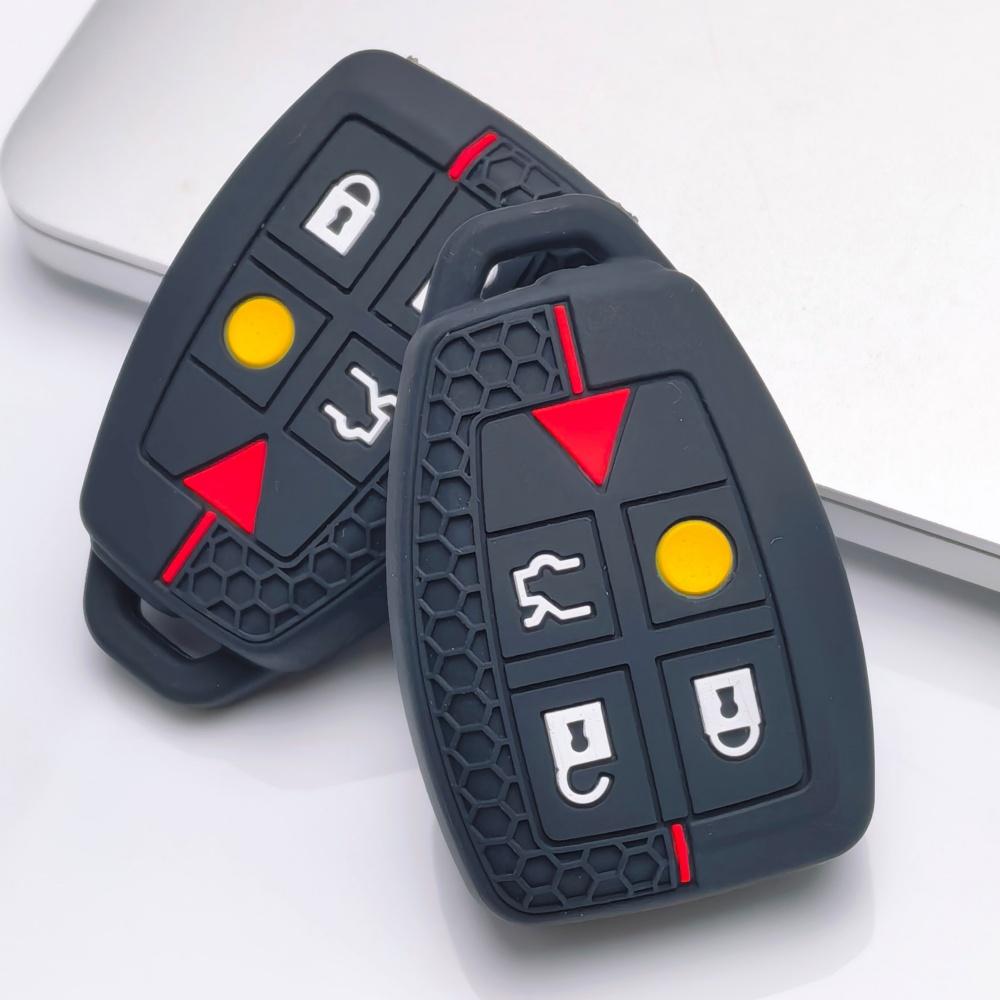 Silicone Key Fob Cover Compatible with Volvo XC90 XC70 XC60 S80 S60 V70 V50 C30 This Soft Protective Key Case Fits 5 Button Smart Remote Keys It