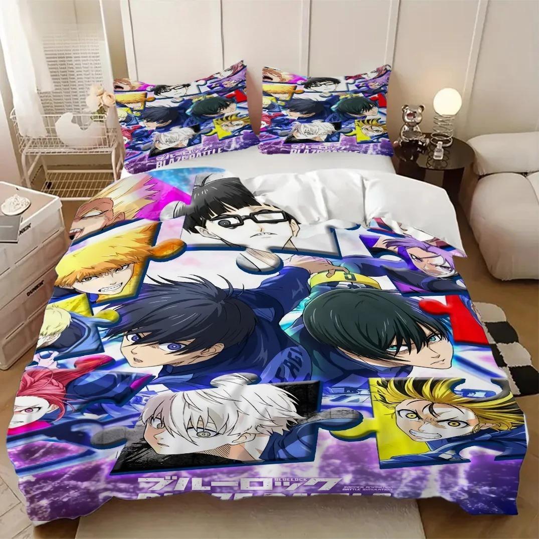 Anime B-Bleu L-lock Ensemble de literie mignon Housse de couette Taie d'oreiller Adultes Garçon Fille Décoration de chambre Simple/Double/Queen Grande Taille Gi 100×135cm