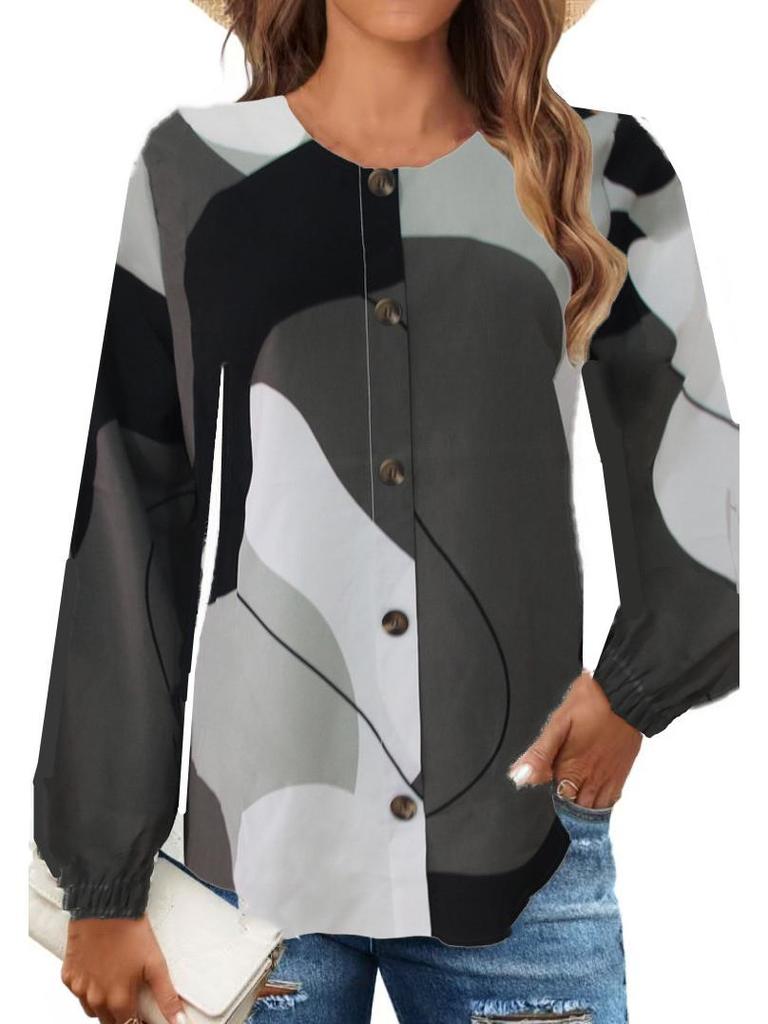 2023 Women's Floral Bubble Sleeve Muslim Top