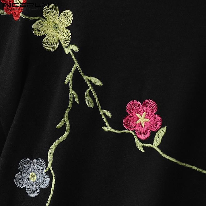 INCERUN Summer Men O-neck Short Sleeve Embroidery Casual Oversized T-shirts