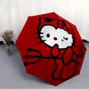 1pc Devil Hello Kitty Automatic Cute Umbrella 8-Bone Design Compact Gear for Outdoor Travel, Perfect Helloween Chrismas Gift for Friends or Family Yy2