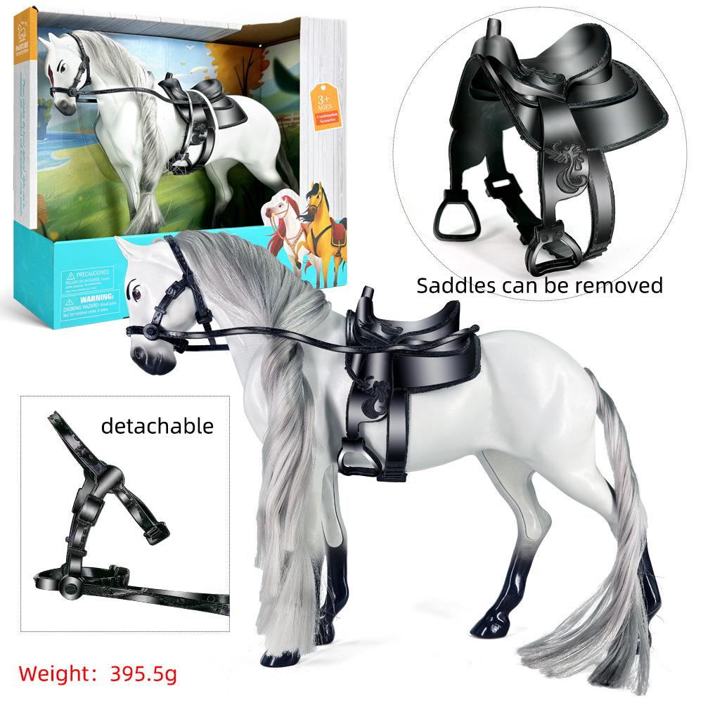 White Horse Figurine Ornament with Combable Mane